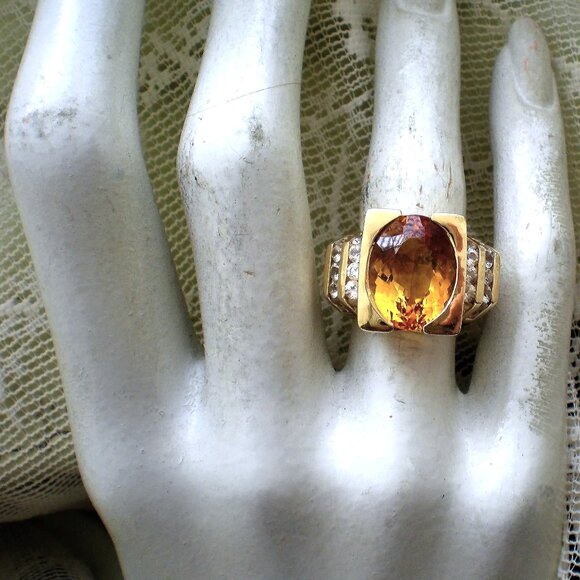 Laura Ramsey 14K Yellow Gold Yellow Imperial Topaz White Sapphire Cocktail Ring - Picture 5 of 9